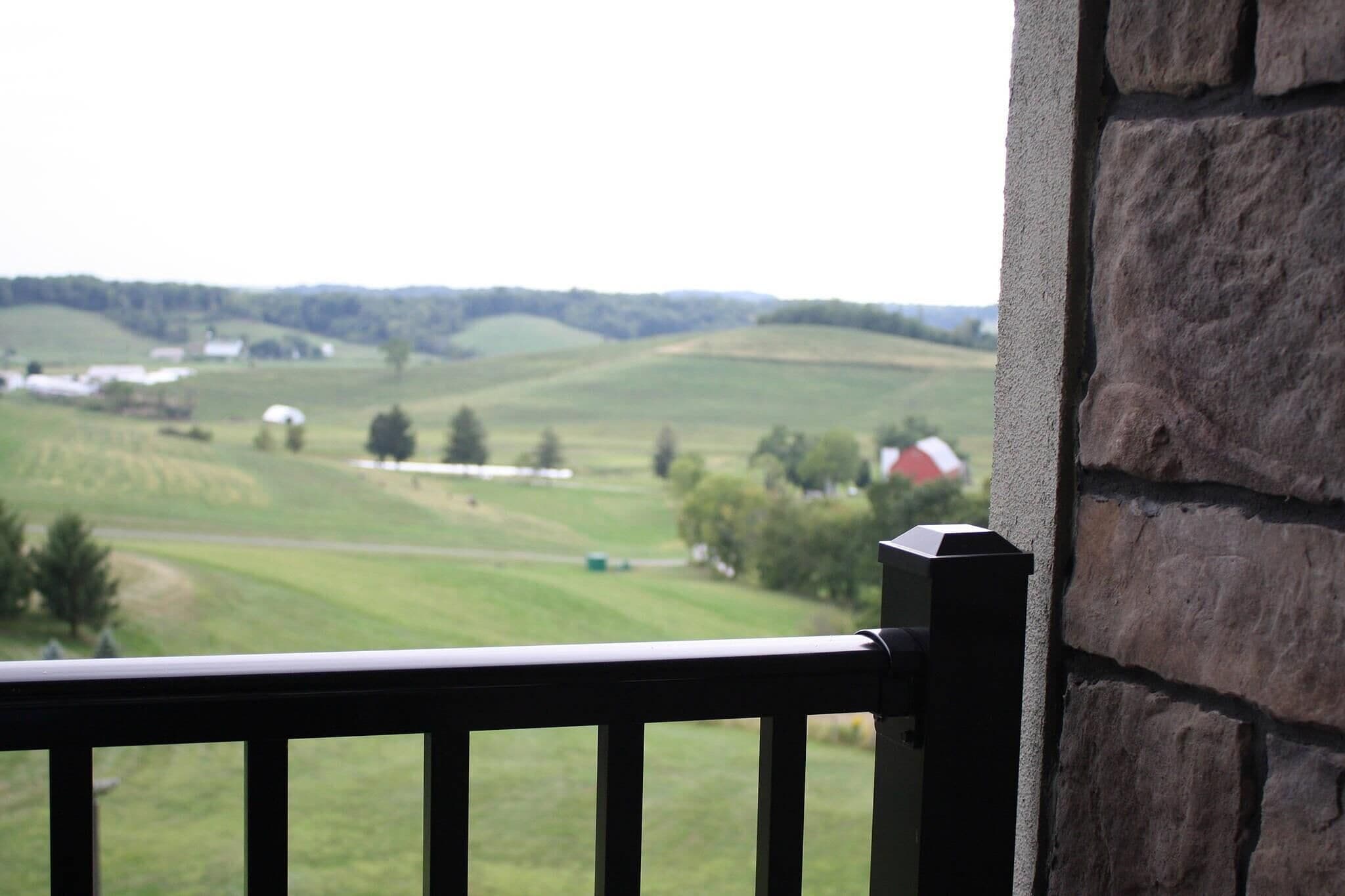 Premium bedding, desk, laptop workspace, blackout curtains