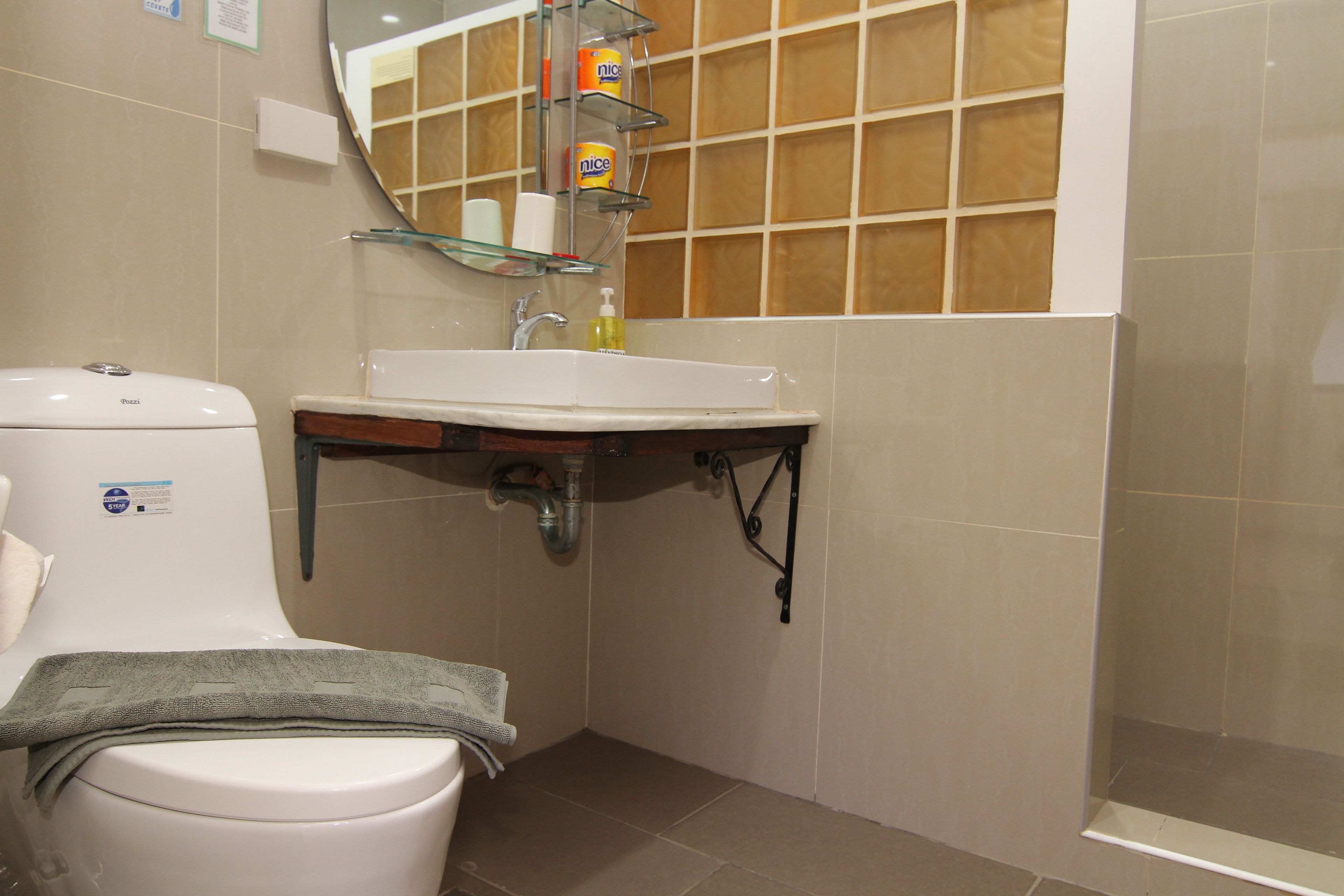 deluxe room | bathroom | shower, rainfall showerhead, hair dryer, bidet