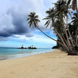 On the beach, white sand