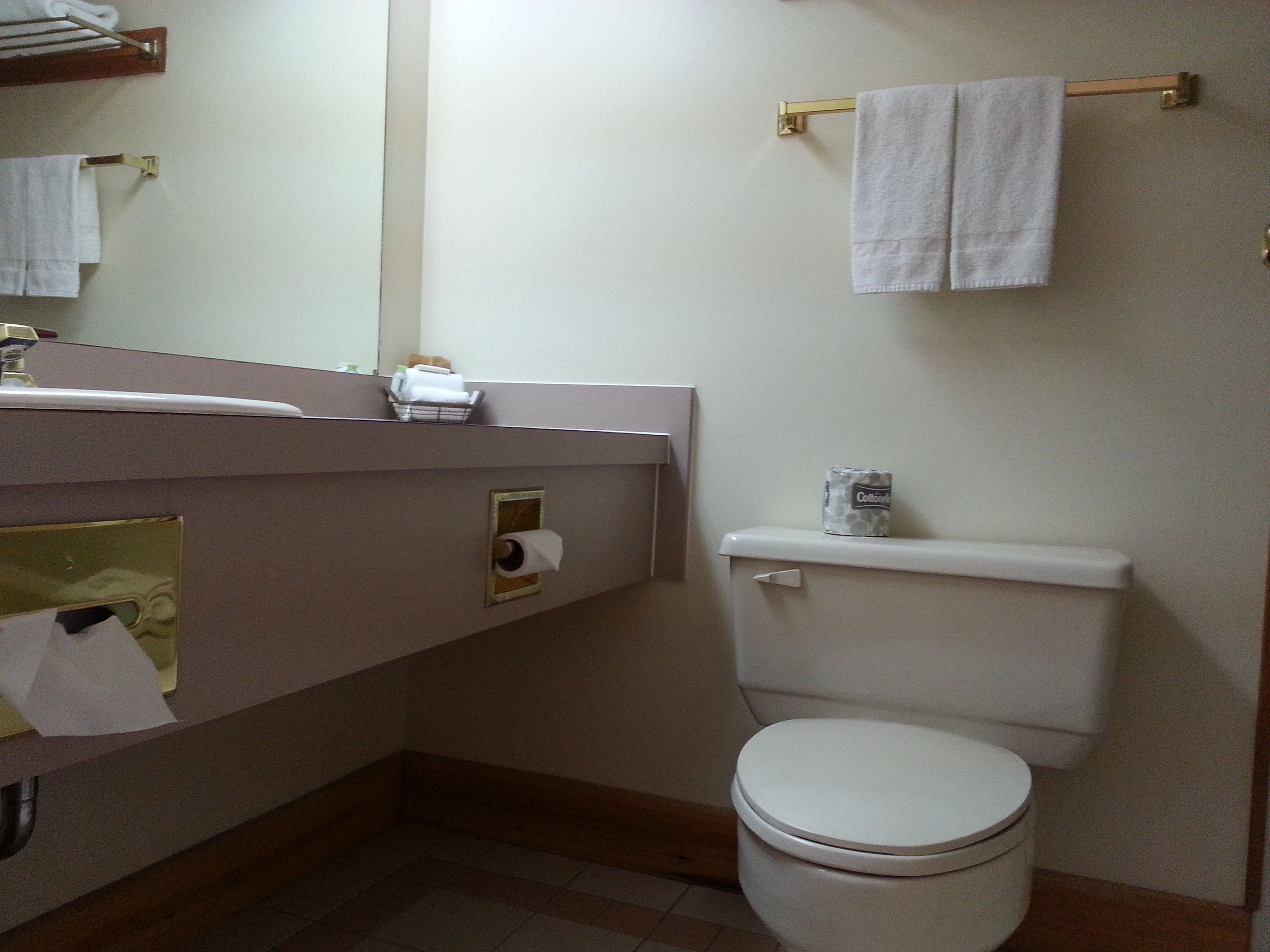 combined shower/bathtub, deep-soaking bathtub, free toiletries