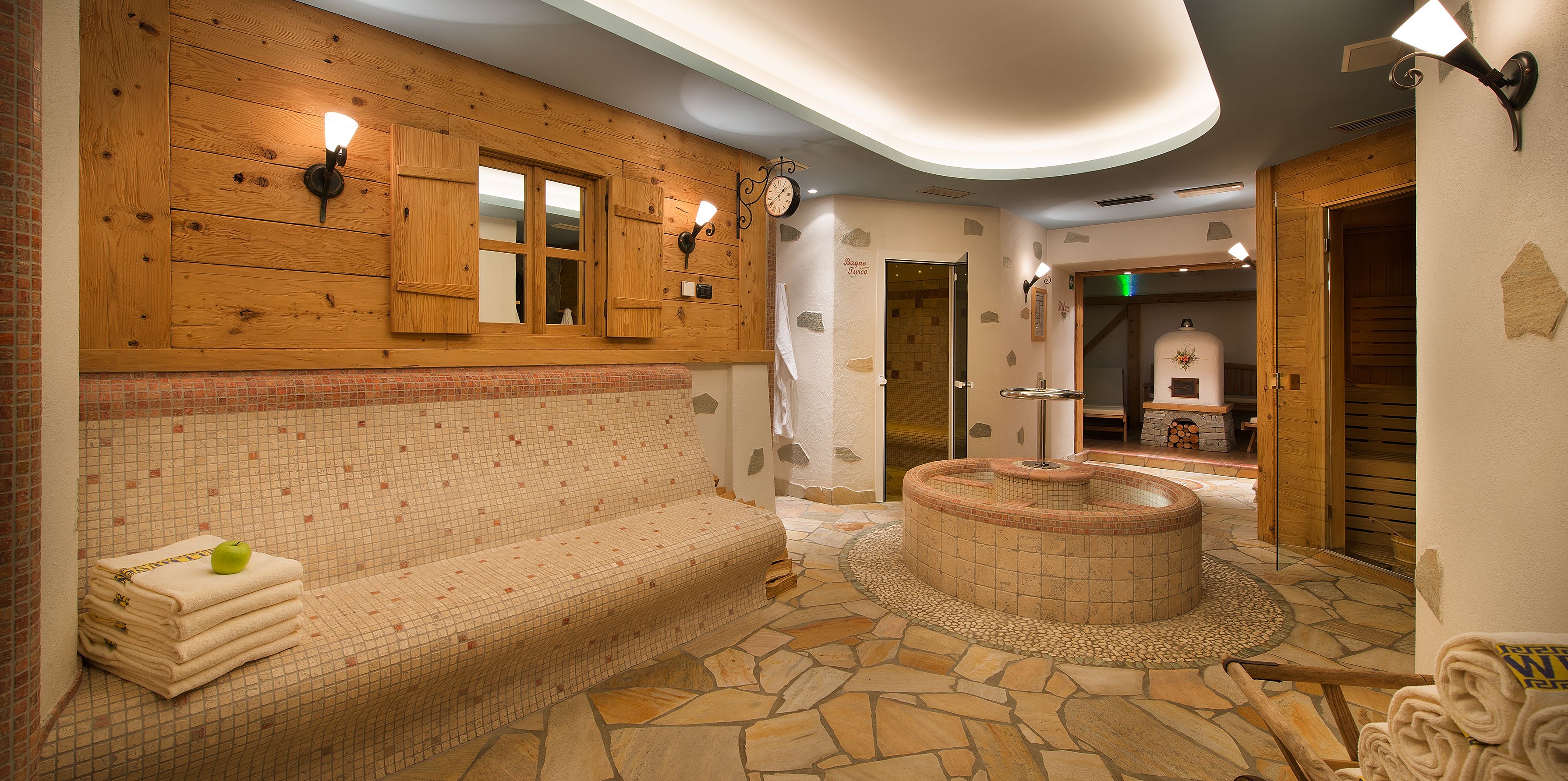 sauna, hot tub, steam room, deep-tissue massages, sports massages