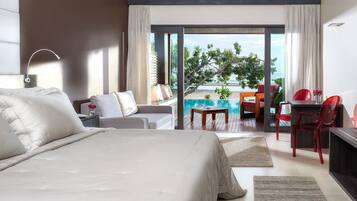Appartement, toegang tot zwembad | Lakens van Egyptisch katoen, luxe beddengoed, een minibar