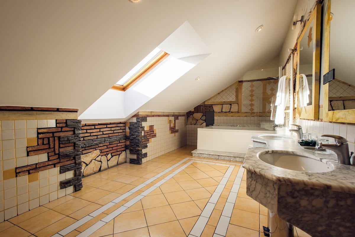 free toiletries, hair dryer, bathrobes, towels