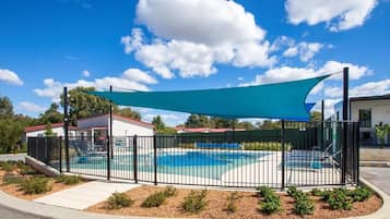 Outdoor pool, sun loungers