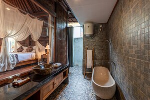 Joglo One Bedroom Villa | Bathroom | Free toiletries, hair dryer, bathrobes, slippers