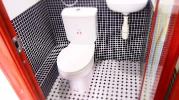 Shower, free toiletries, hair dryer, slippers