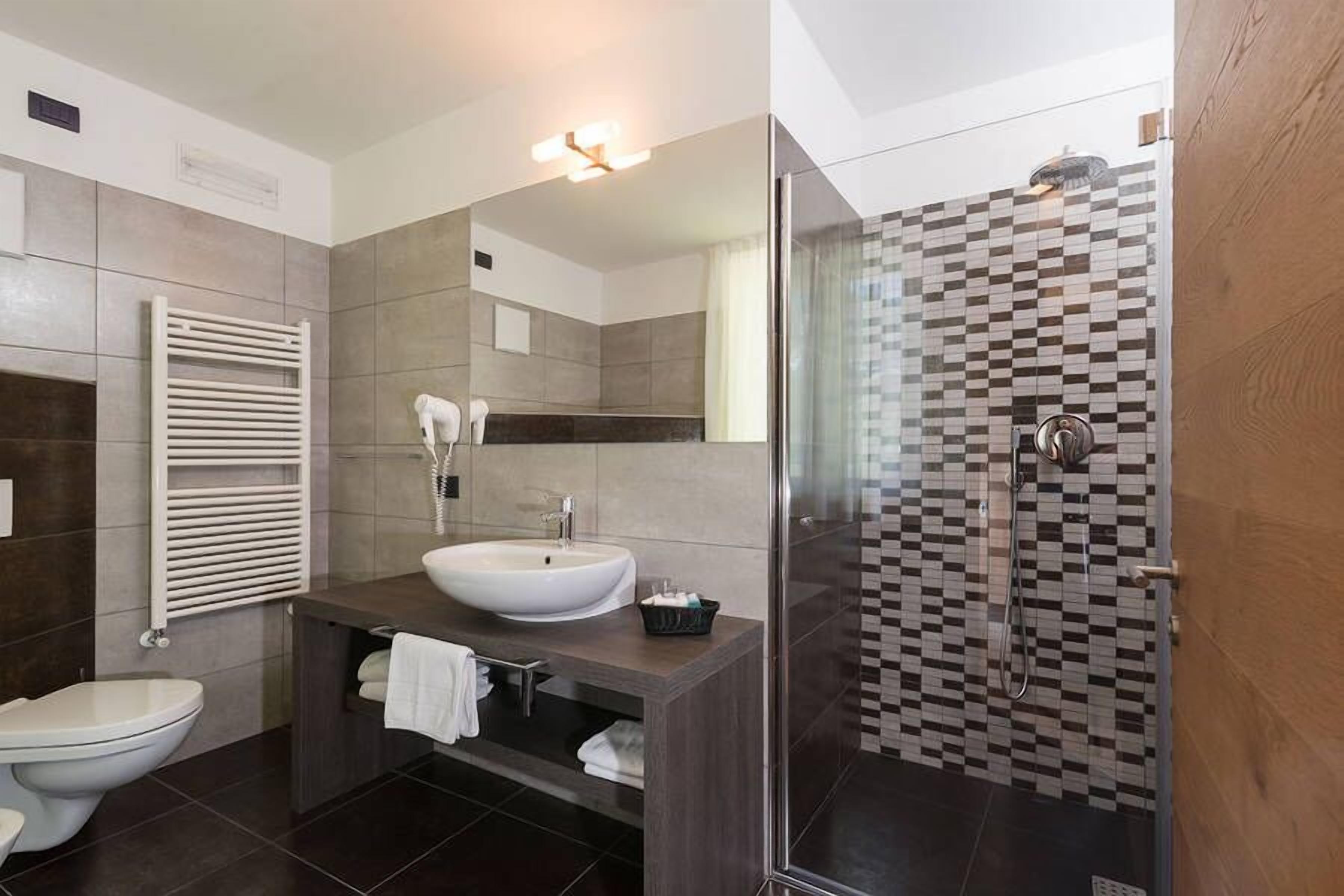 shower, free toiletries, hair dryer, bidet