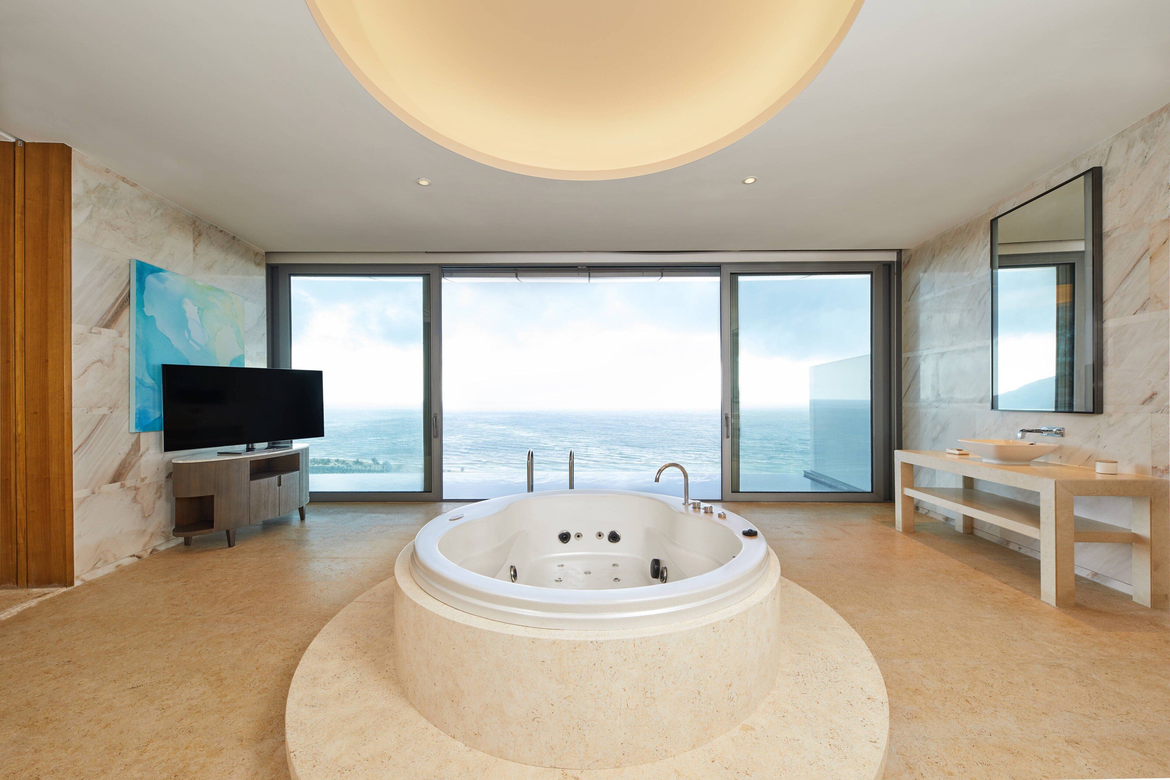 presidential suite, 2 bedrooms, ocean view | bathroom | separate bathtub and shower, deep-soaking bathtub, rainfall showerhead