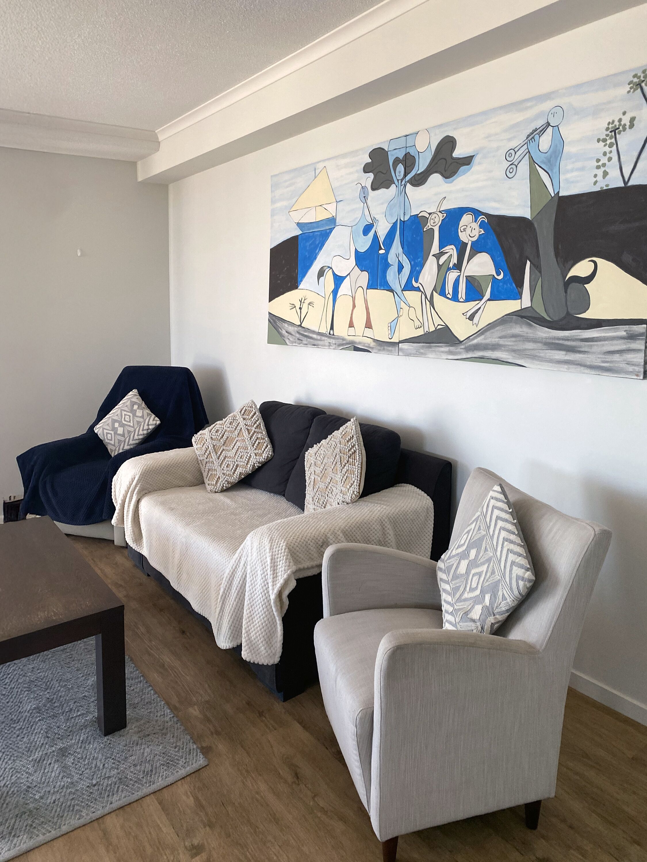 Premium bedding, desk, soundproofing, iron/ironing board