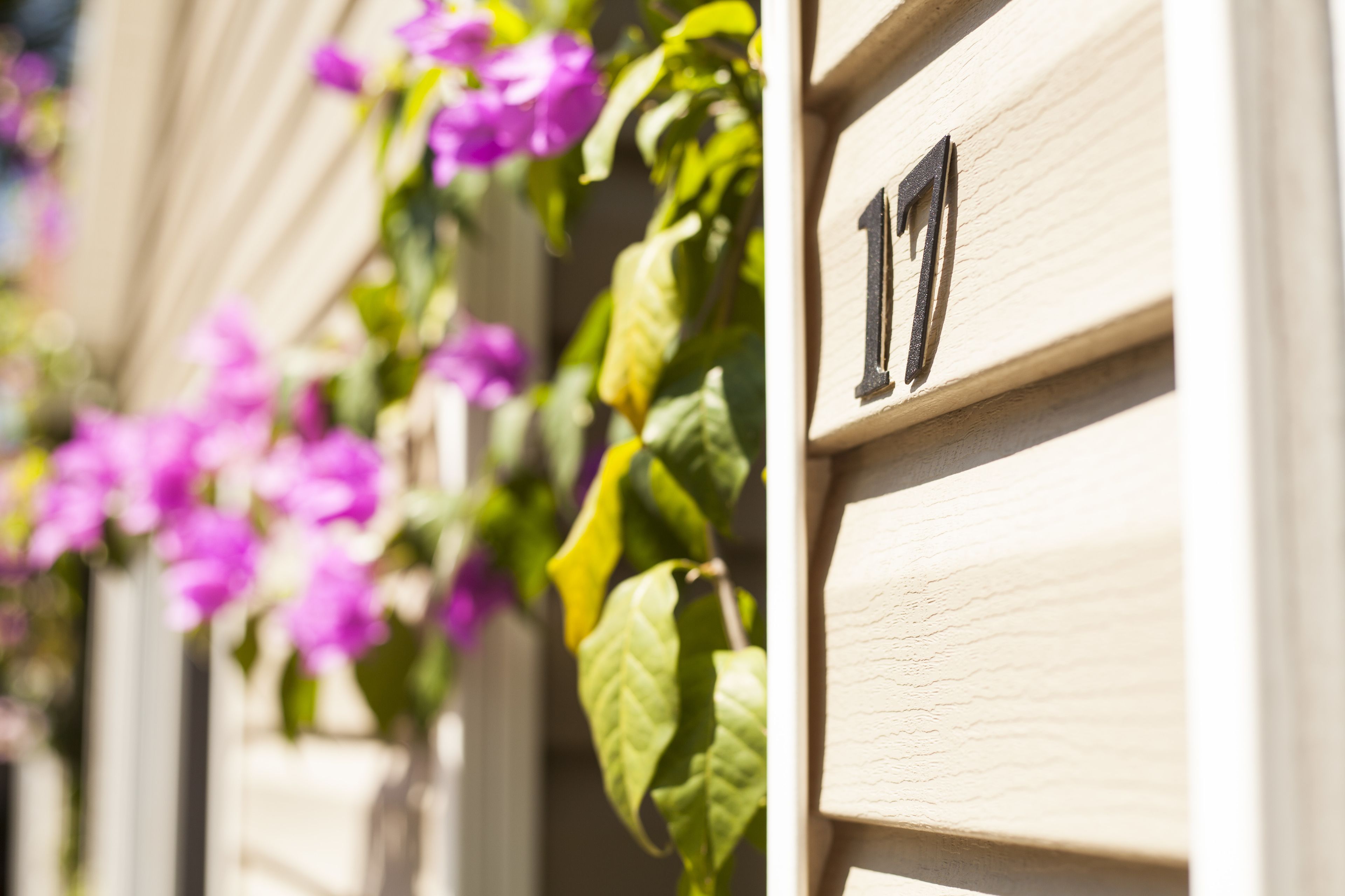A wooden wall with the number 17, indicating a room or unit number.