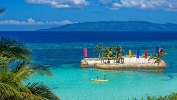 Private beach, white sand, snorkelling, kayaking