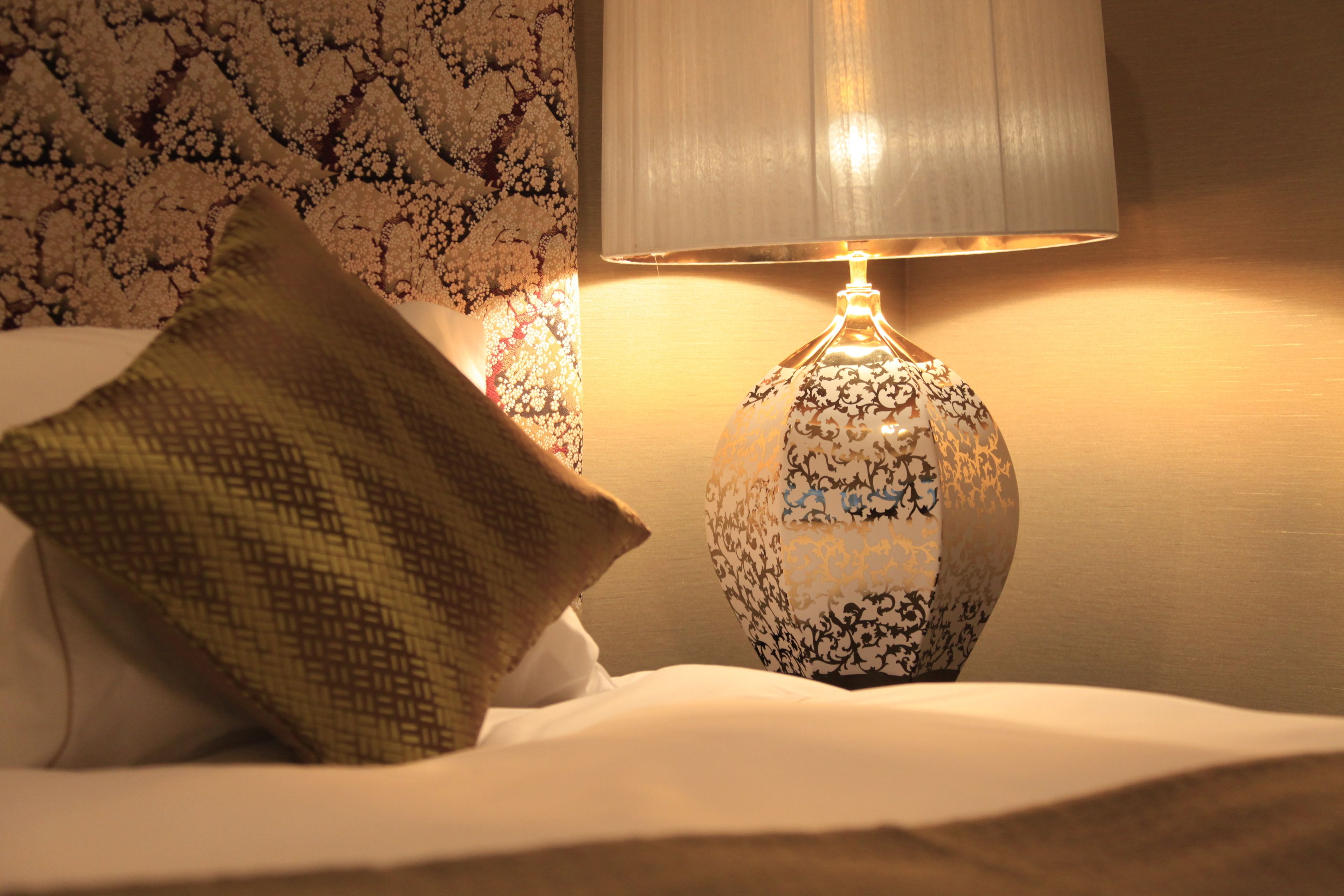 premium bedding, blackout curtains, free wifi, bed sheets