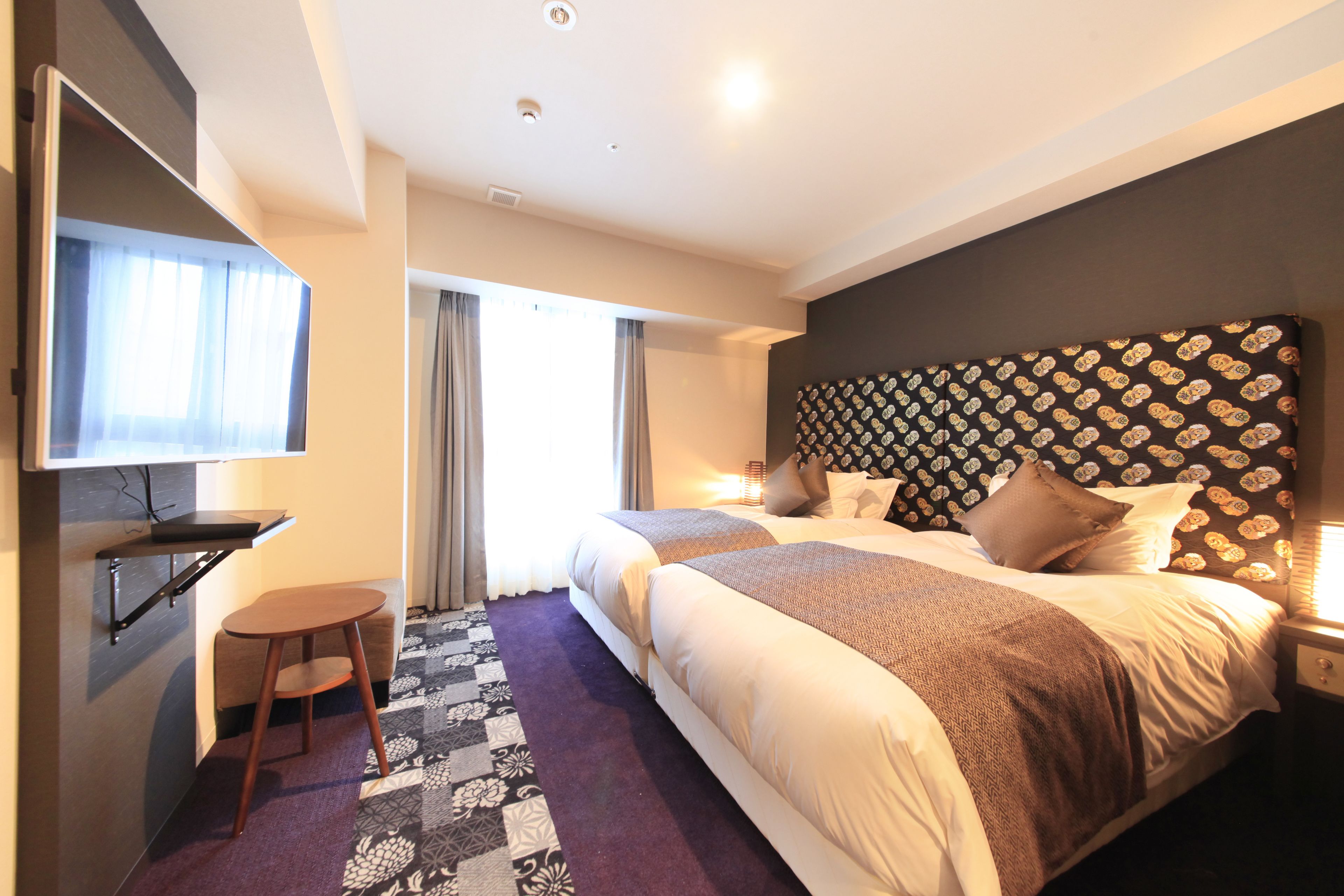 premium bedding, blackout curtains, free wifi, bed sheets