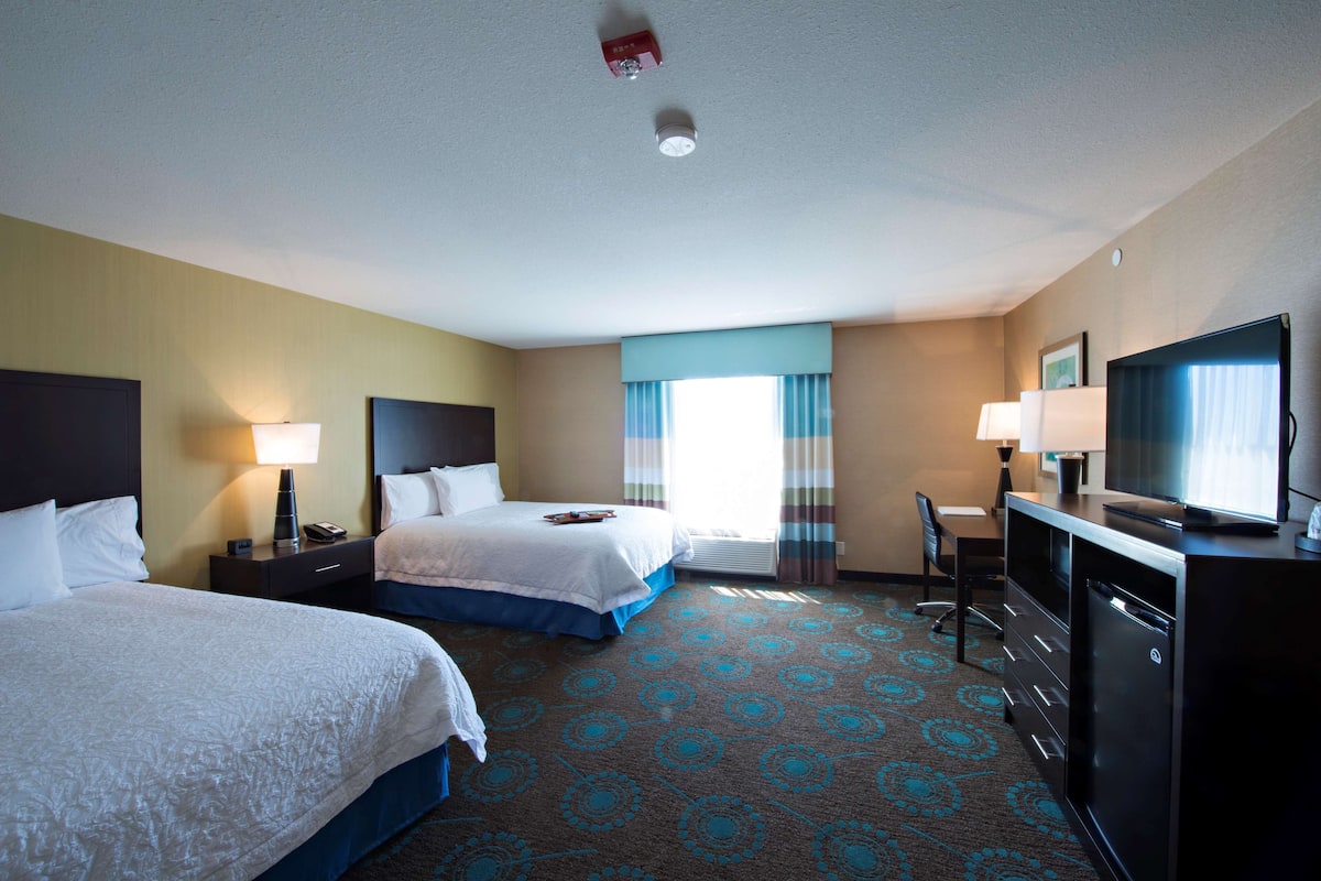 Room, 2 Queen Beds, Accessible, Bathtub | In-room safe, desk, laptop workspace, blackout drapes