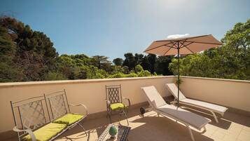 Panoramic Double Room, Terrace, Garden View | Minibar, desk, laptop workspace, soundproofing