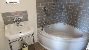 Four Poster Bed Suite | Bathroom | Shower, hair dryer, towels