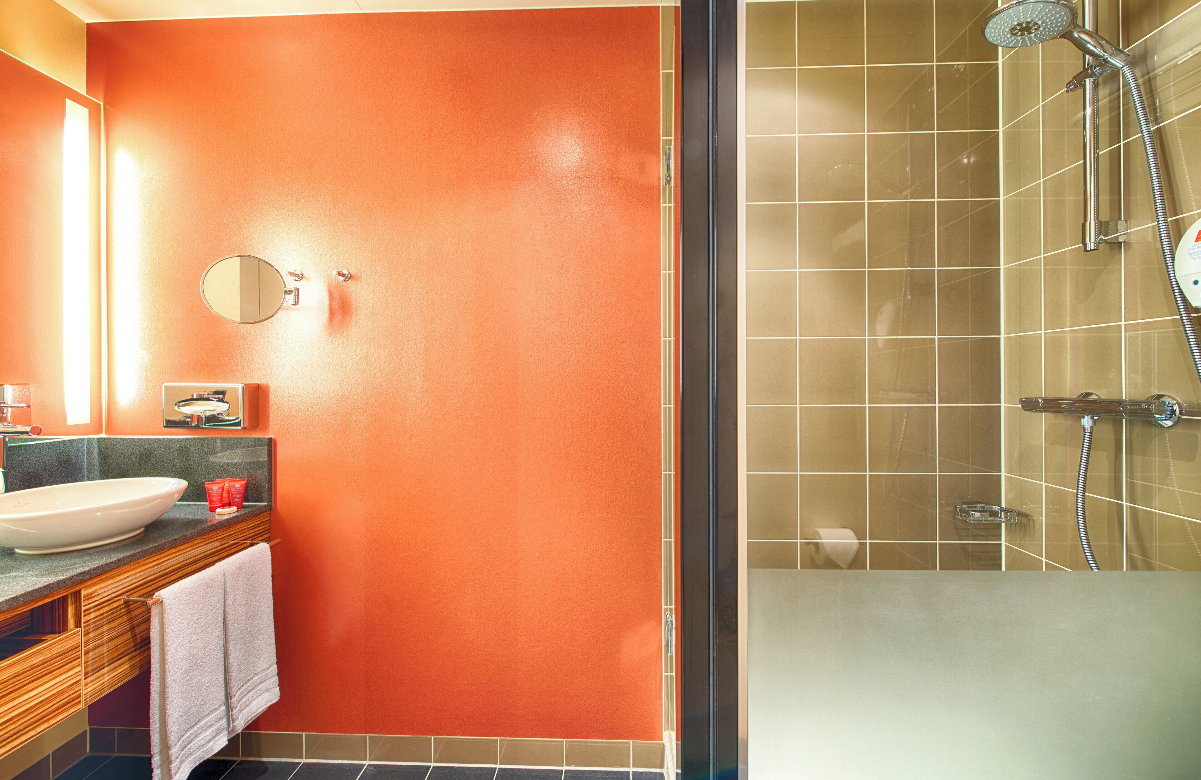 shower, eco-friendly toiletries, hair dryer, towels