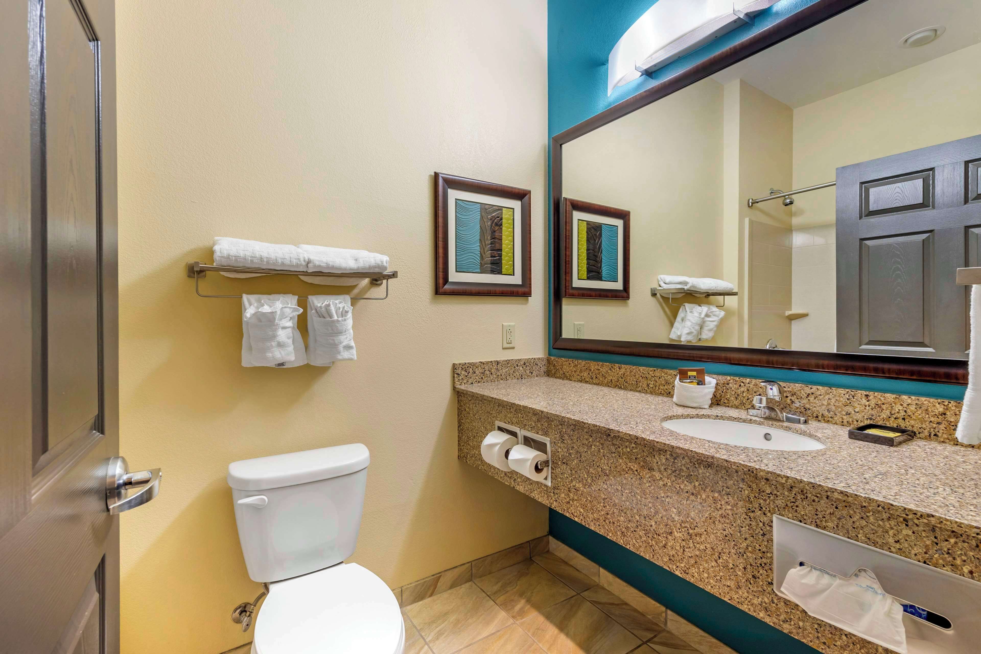 combined shower/bathtub, free toiletries, hair dryer, towels