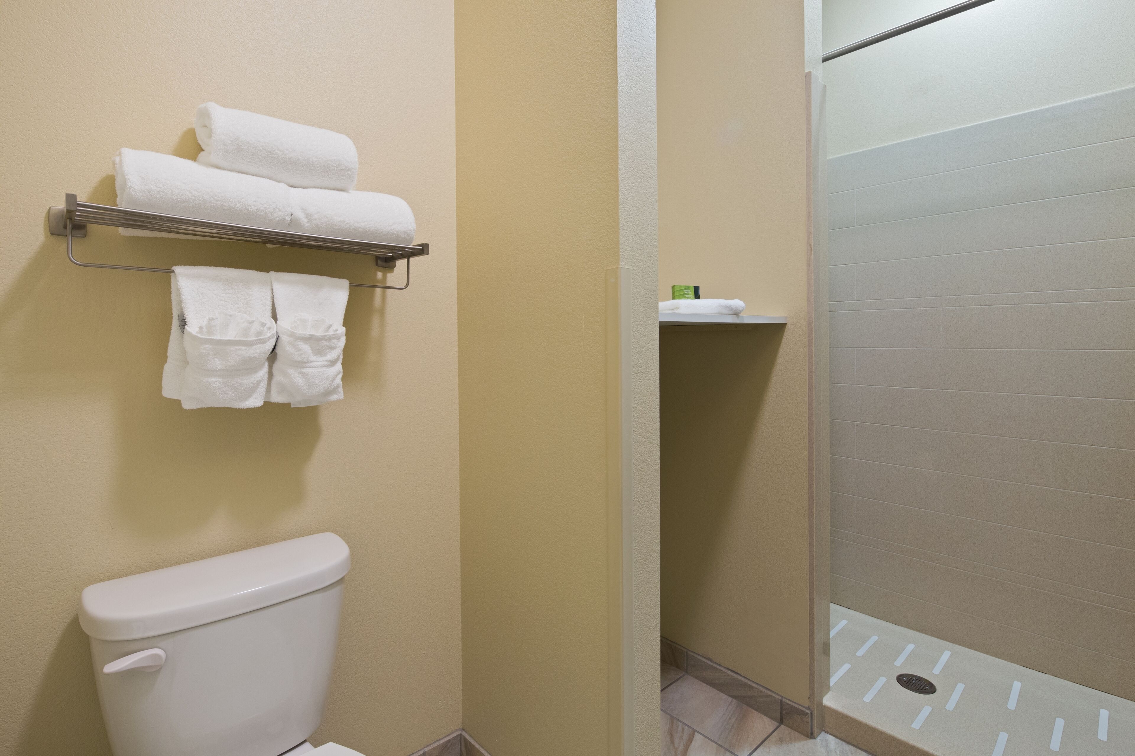 standard room, 1 king bed, non smoking, refrigerator & microwave (shower only) | bathroom | combined shower/bathtub, free toiletries, hair dryer, towels