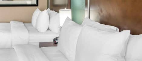 Premium bedding, down duvets, pillow-top beds, desk