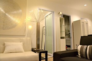 Flat-screen TV, DVD player