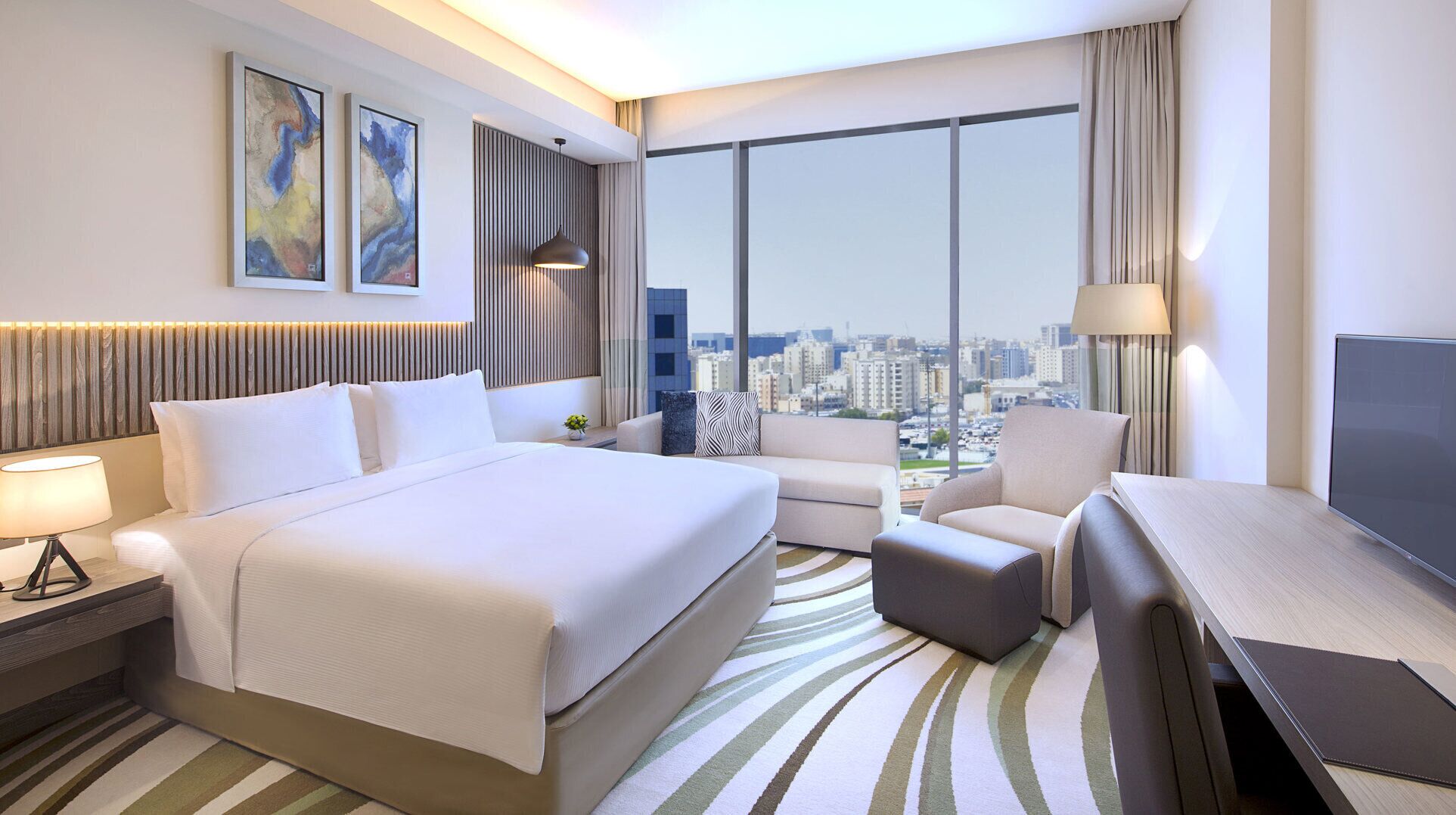 Premium bedding, minibar, in-room safe, desk