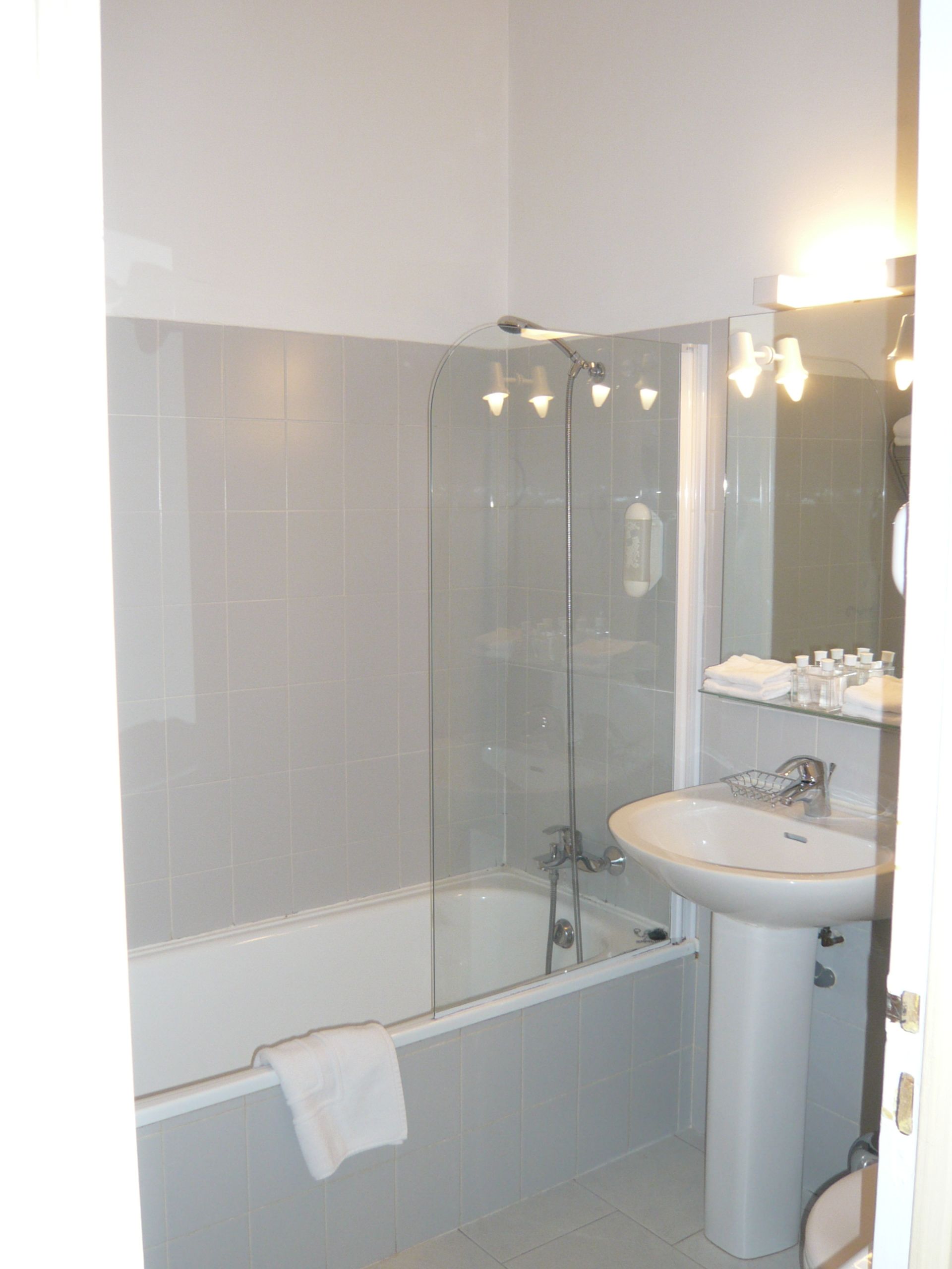 free toiletries, hair dryer, towels