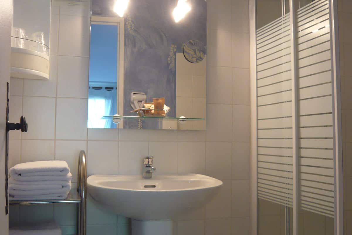 free toiletries, hair dryer, towels