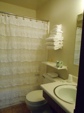 Combined shower/tub, free toiletries, hair dryer, towels - Victorian Inn (Sparks)