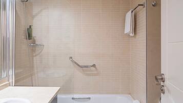 Combined shower/tub, hair dryer (on request), towels