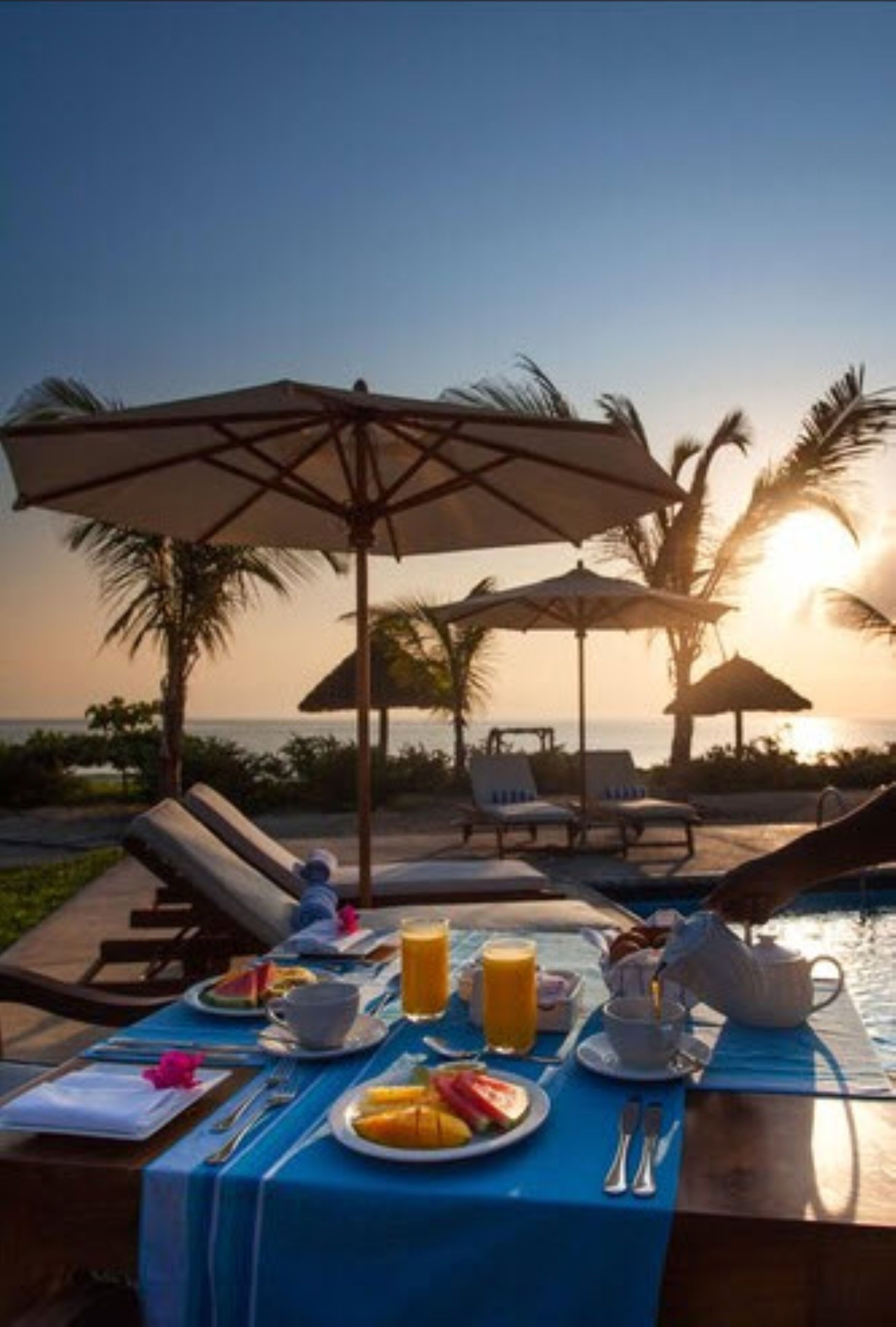 Hồ bơi ngoài trời, dù/ô trên bãi biển/hồ bơi, ghế dài tắm nắng 