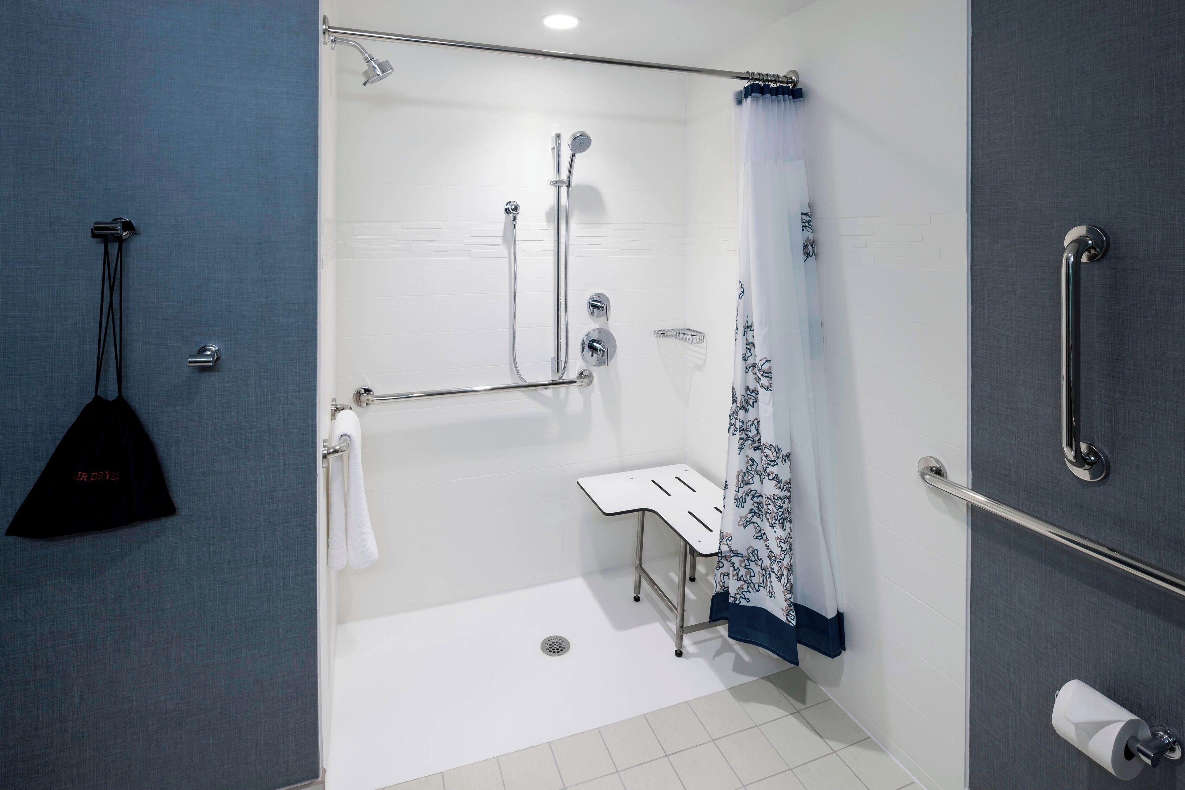 free toiletries, hair dryer, towels