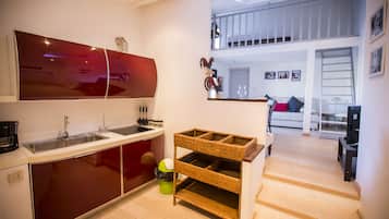 Superior-Apartment, 1 Schlafzimmer (5 personnes) | Eigene Küche | Kühlschrank, Mikrowelle, Herdplatte, Geschirrspüler
