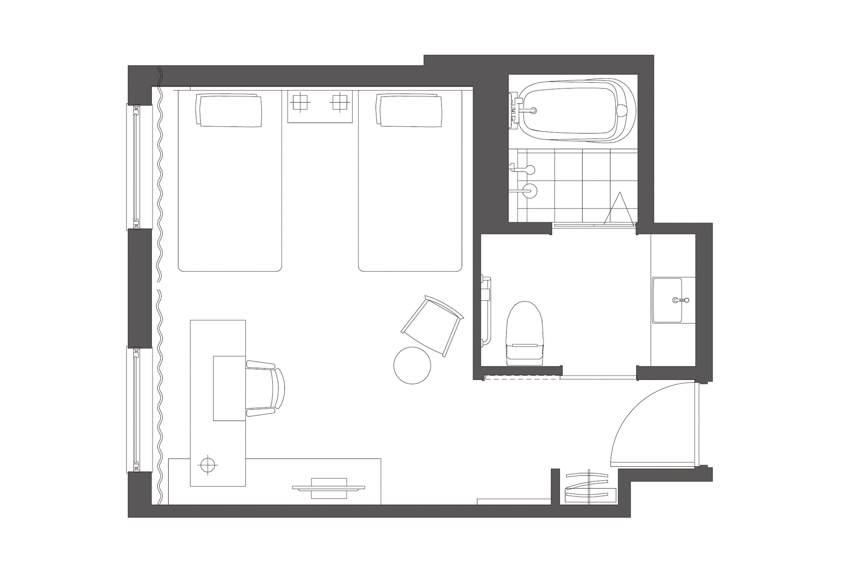 universal deluxe twin for 2 persons, non-smoking | 1 bedroom, in-room safe, desk, blackout curtains