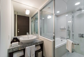 Shower, hair dryer, slippers, electronic bidet