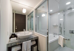 Shower, hair dryer, slippers, electronic bidet