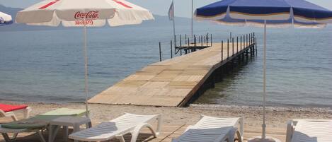 Private beach, sun-loungers, beach umbrellas