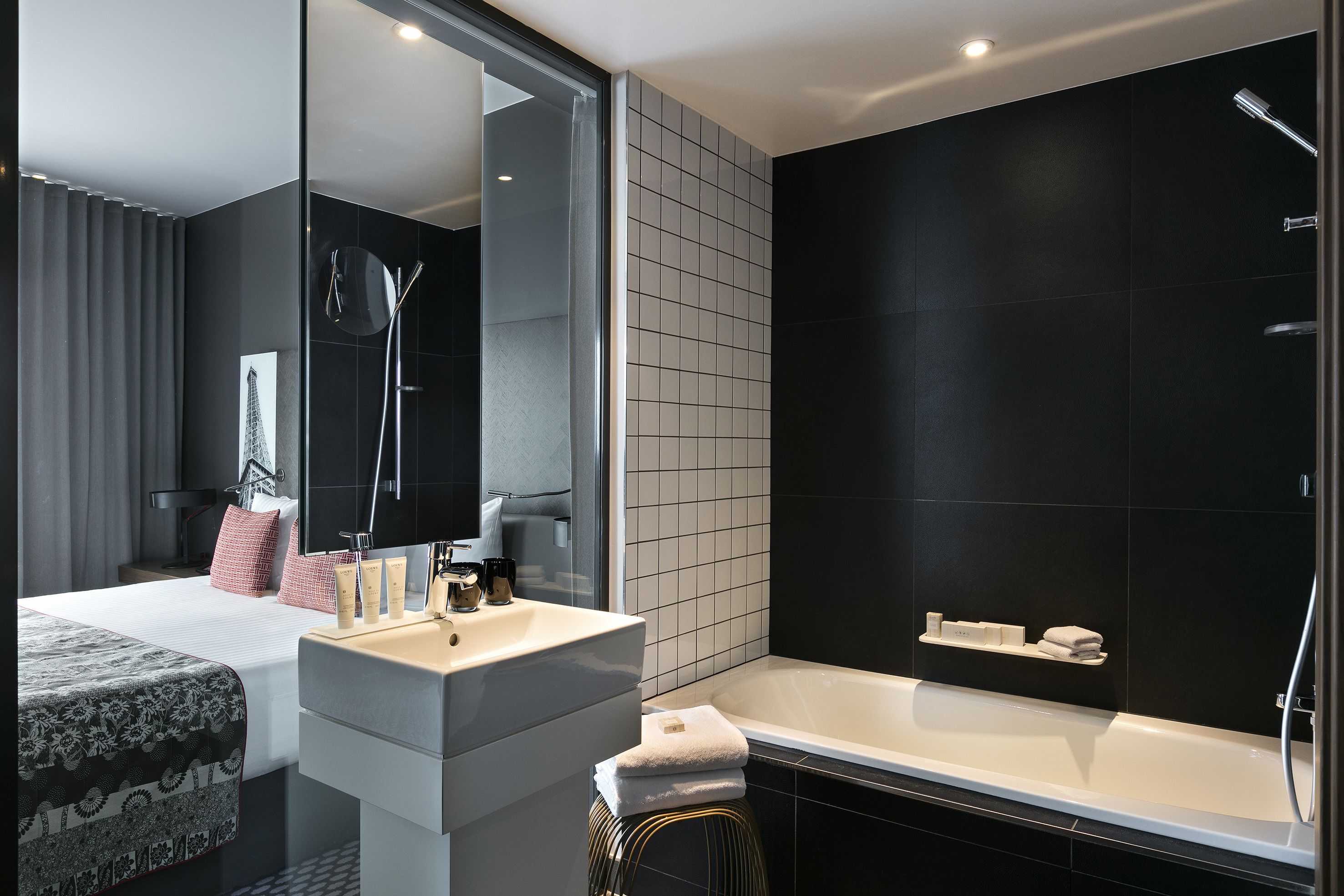 shower, rainfall showerhead, eco-friendly toiletries, hair dryer