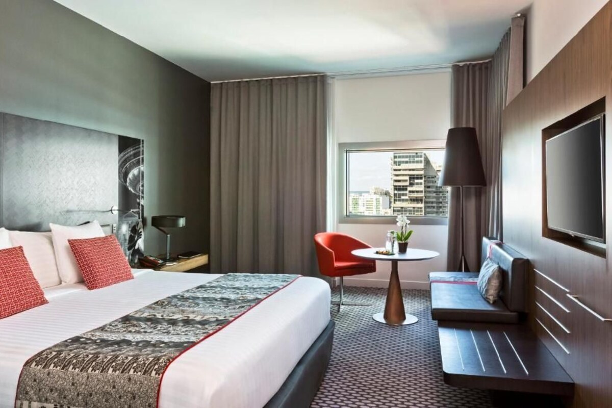 Premium bedding, desk, blackout curtains, soundproofing