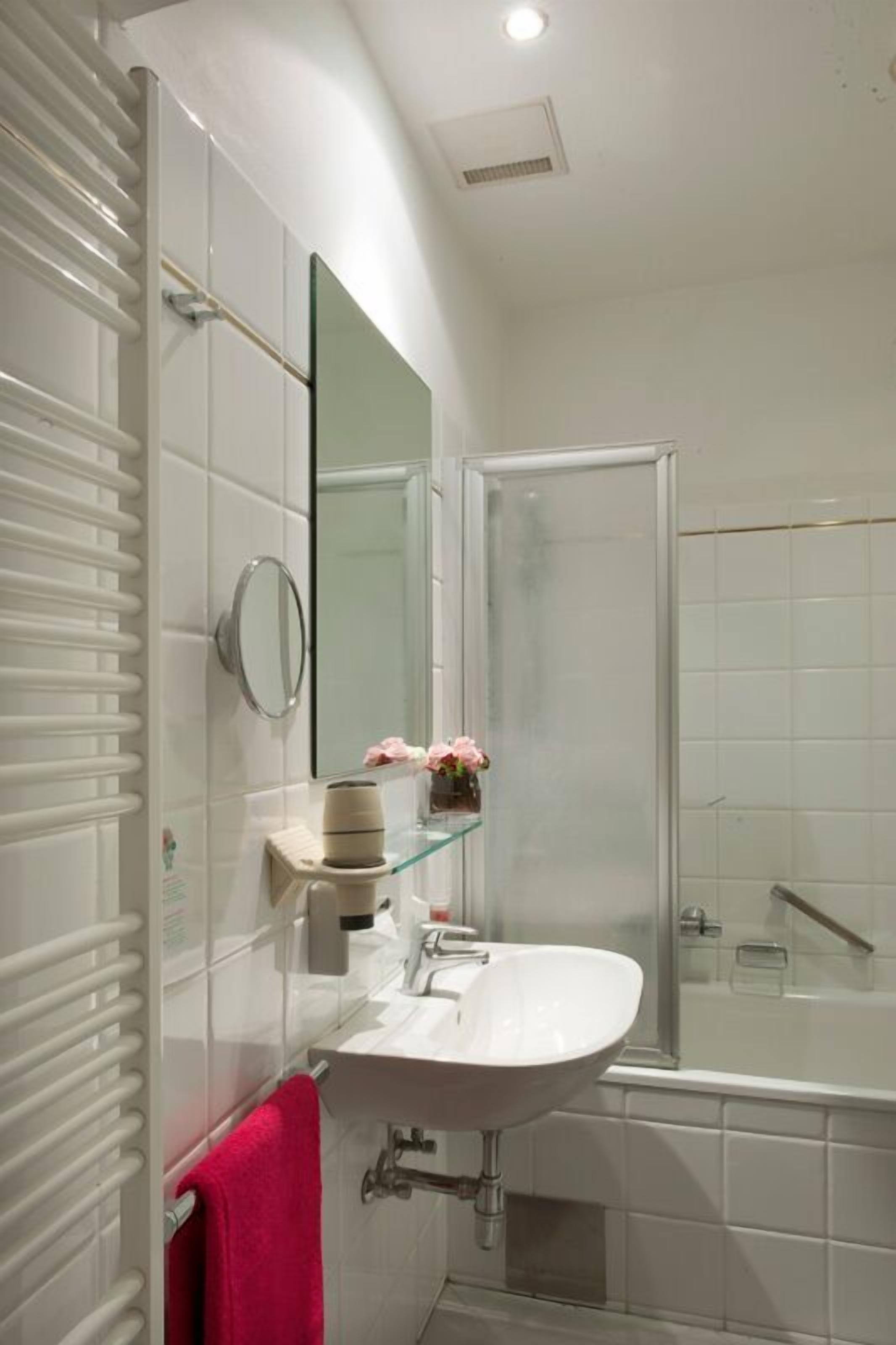 family room | bathroom | hair dryer, towels