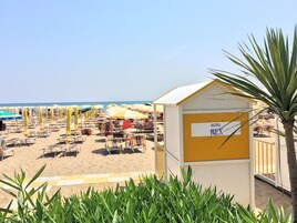 Private beach nearby, sun-loungers, beach umbrellas