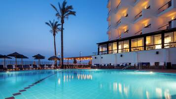 Indoor pool, outdoor pool, open 9:30 AM to 5:00 PM, sun loungers