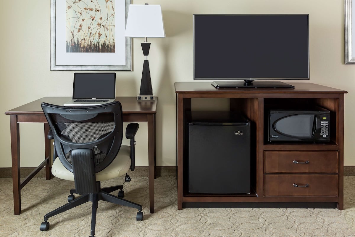 42-inch flat-screen TV with premium channels, TV