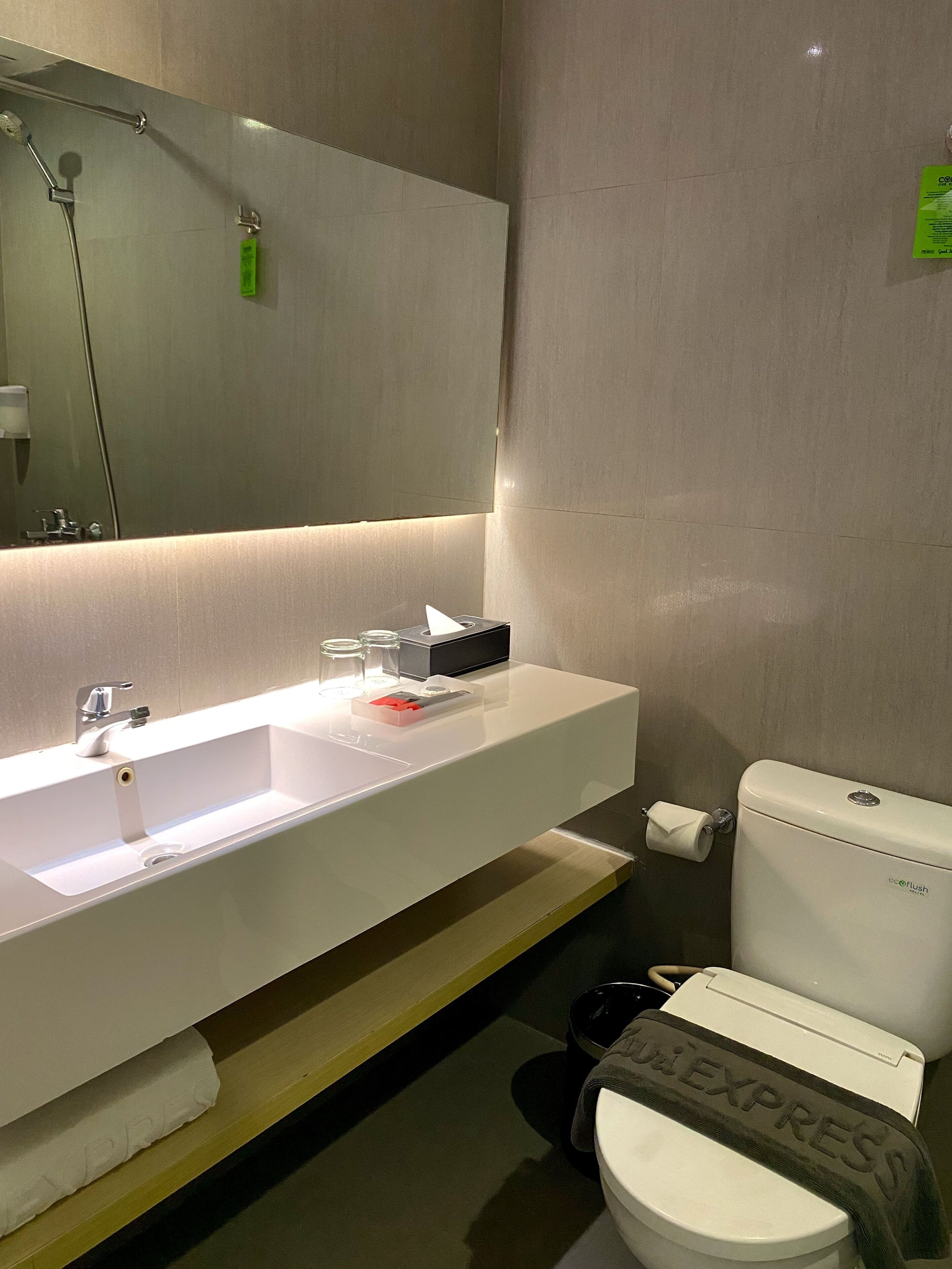 shower, hair dryer, slippers, bidet