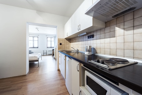 Apartment (2 adults) | Private kitchen | Fridge, microwave, stovetop, electric kettle