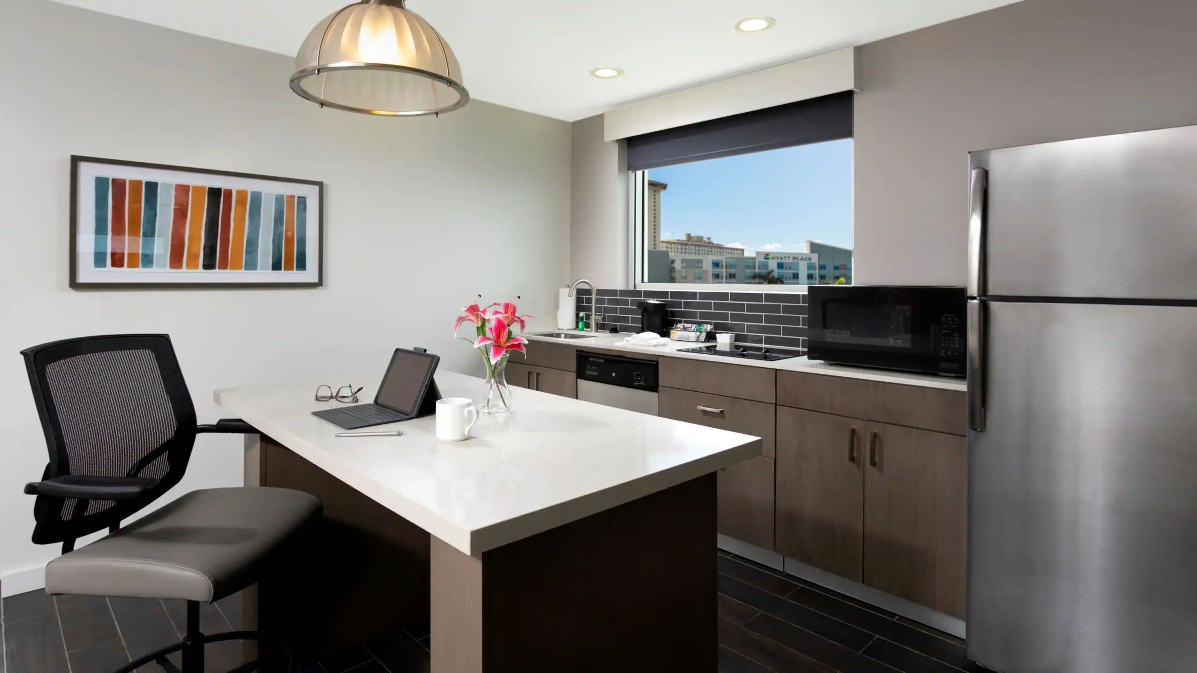 suite, 1 bedroom, bay view (san juan) | private kitchen | fridge, coffee/tea maker