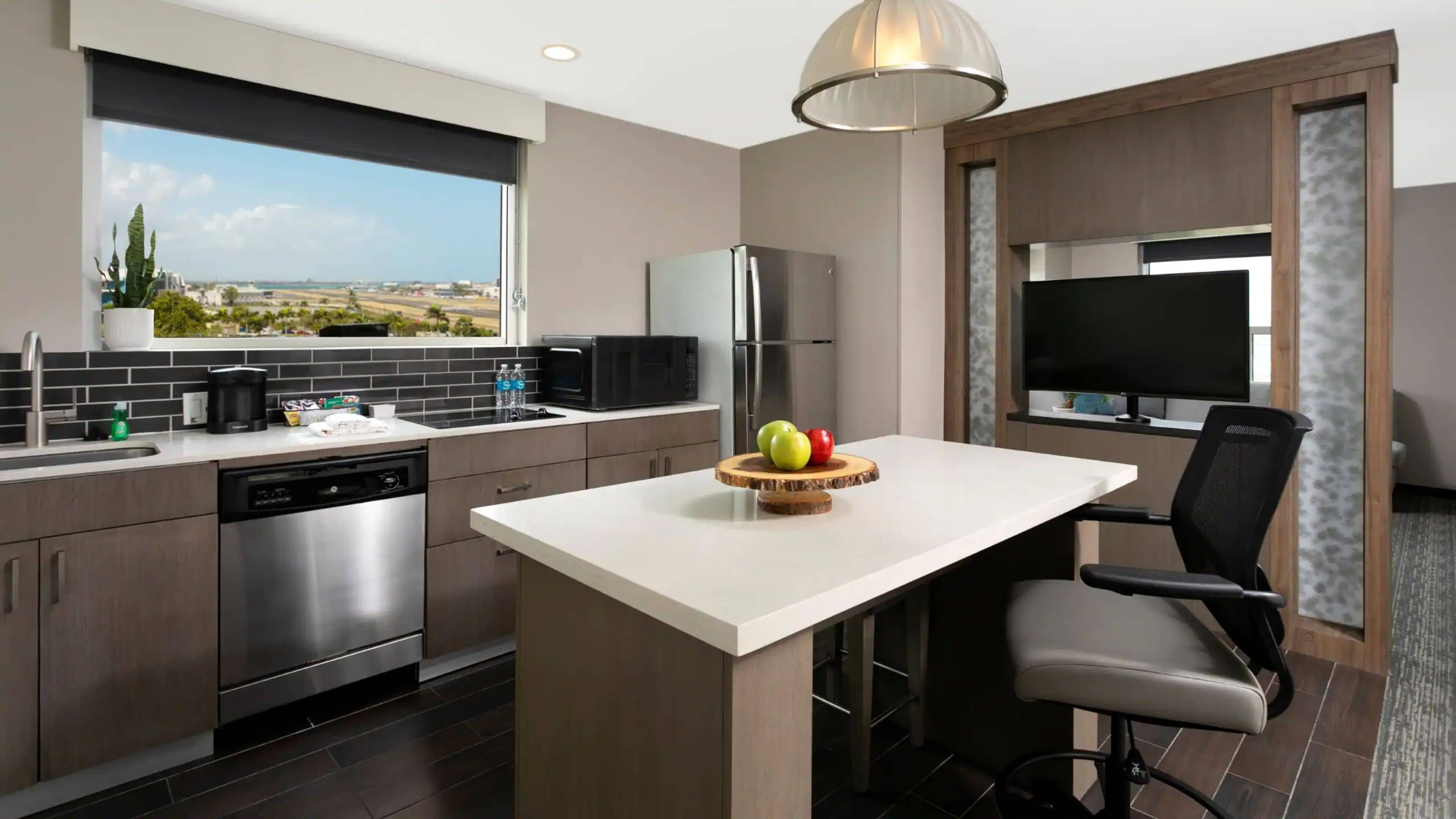 suite, 1 bedroom, bay view (san juan) | private kitchen | fridge, coffee/tea maker