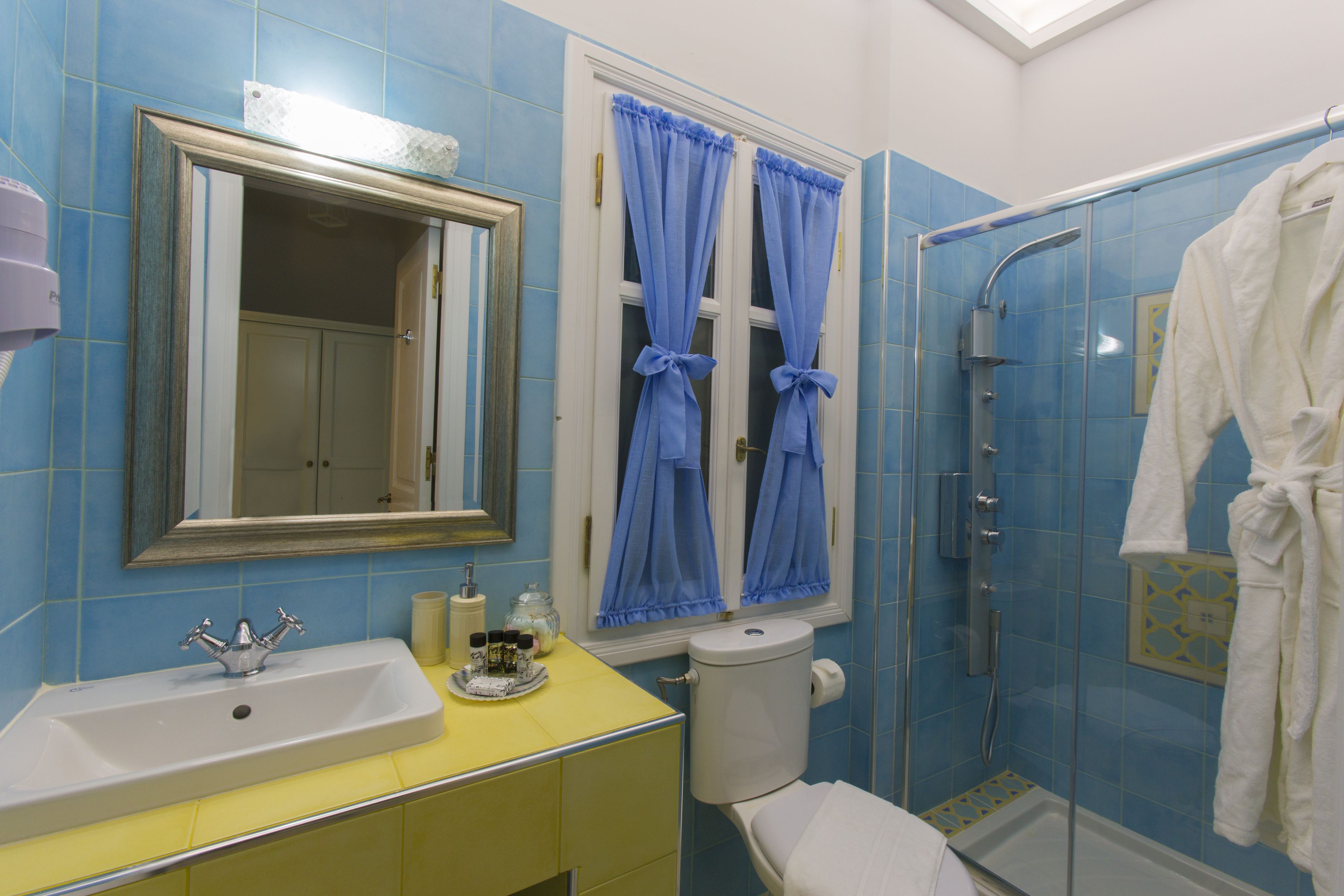 deluxe suite | bathroom | shower, hydromassage showerhead, free toiletries, hair dryer
