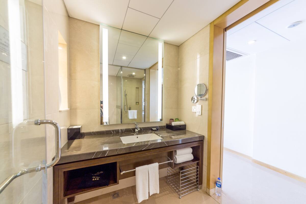 free toiletries, slippers, towels