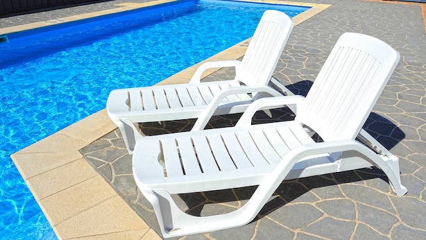 Outdoor pool, pool loungers